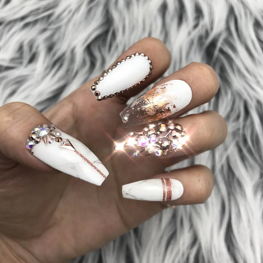 Nail Kat Reusable Press-On Nails – “Marble Rose”