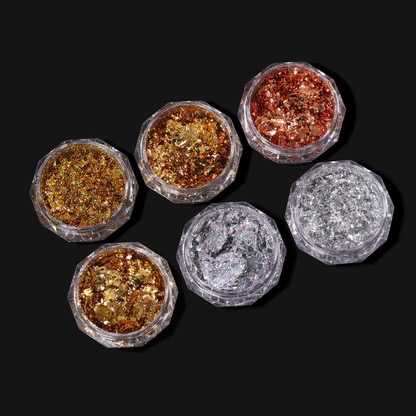 Gold Foil Nail Art Flakes (Set of 6)